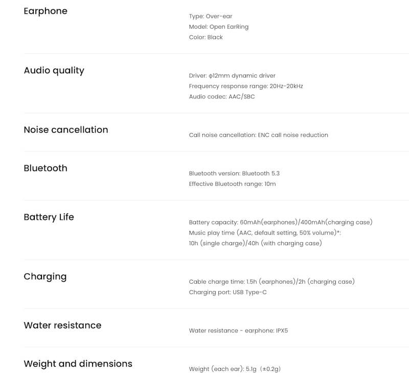 Tozo specifications